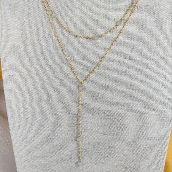 Shivam Jewelry - SHIVAM Layered Necklace 14kt Gold Plated White Onyx